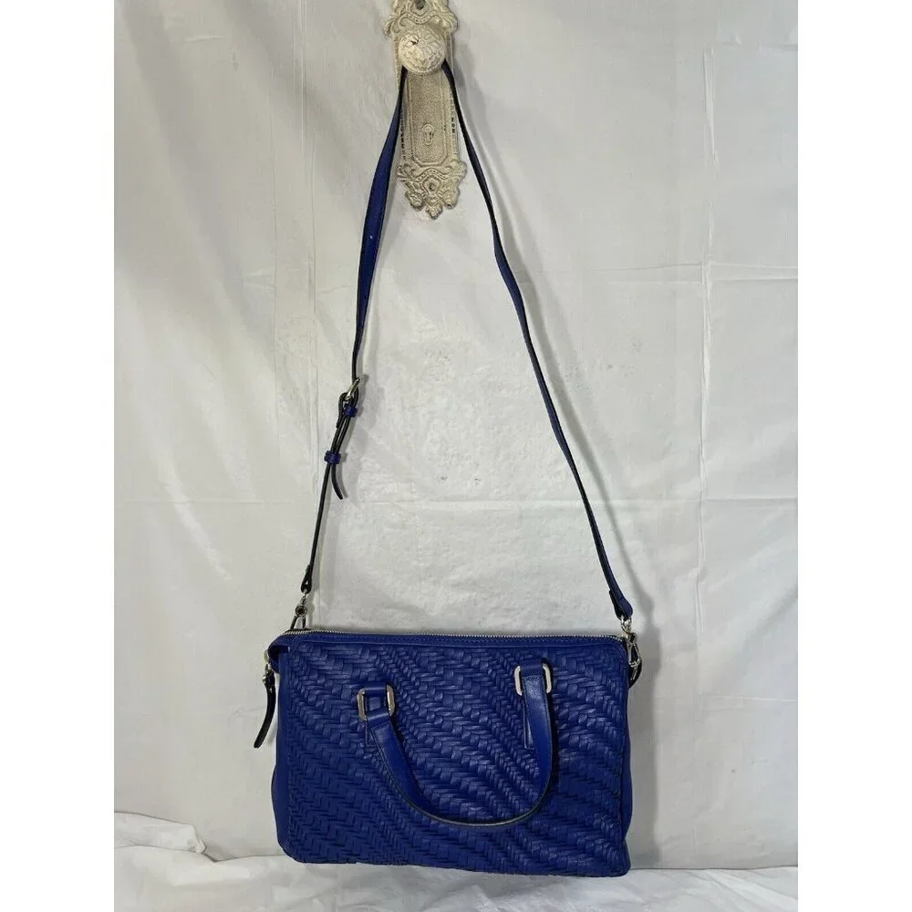 SABRINA SCALA Blue Woven Leather SATCHEL BLUE CROSSBODY Hong Kong